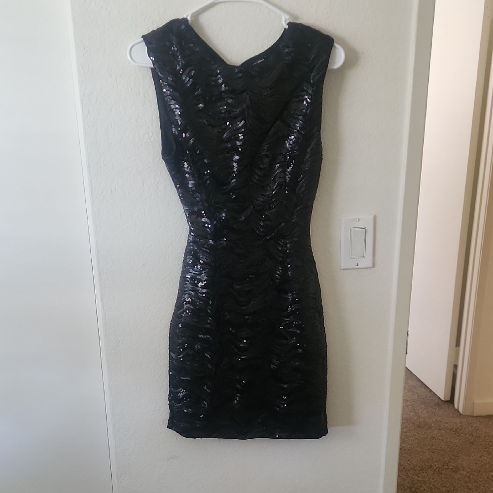 Fashion Nova Black Shimmer Mini Dress